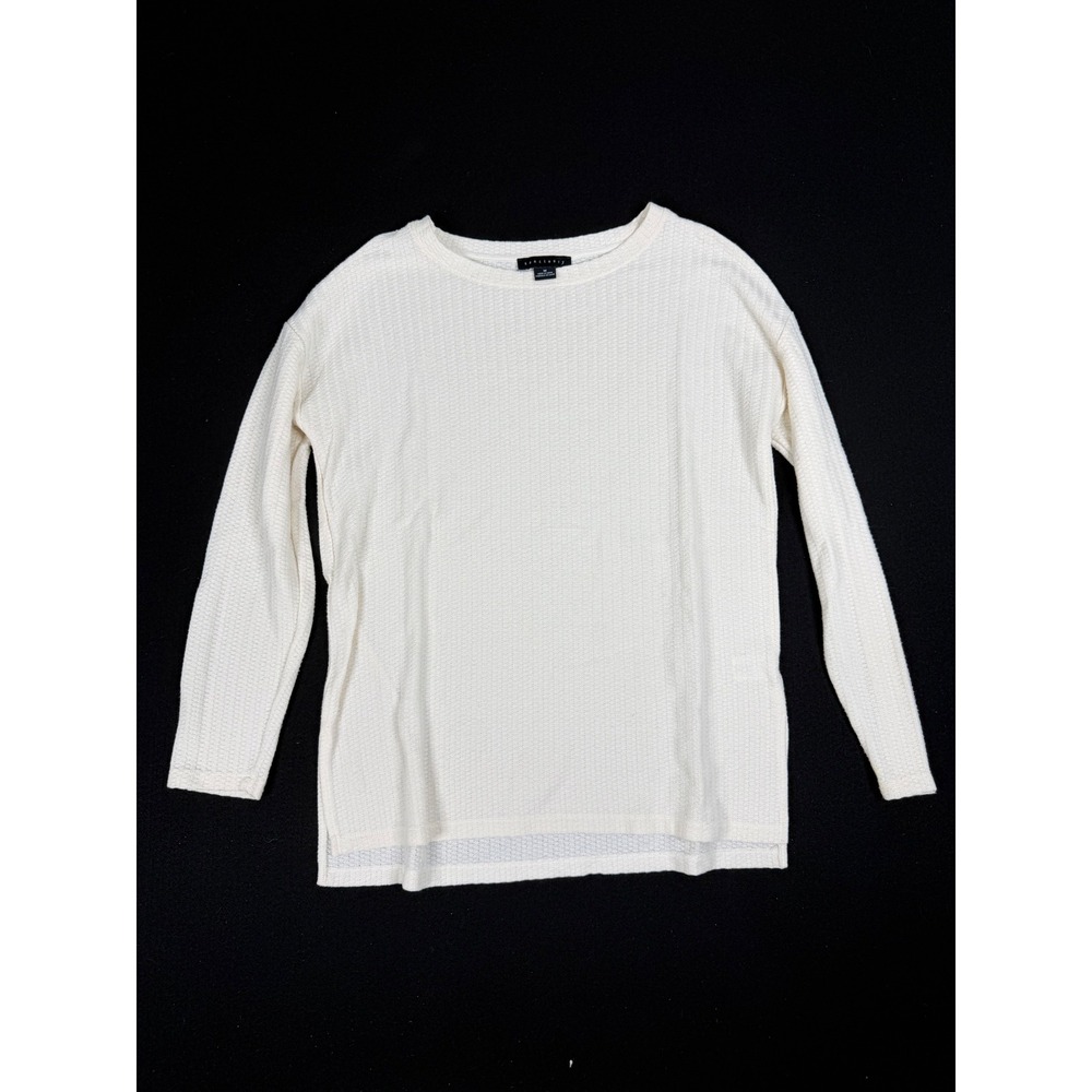 Sanctuary Womens Cream Waffle Knit Top Long Sleeve Shirt Neutral Size M